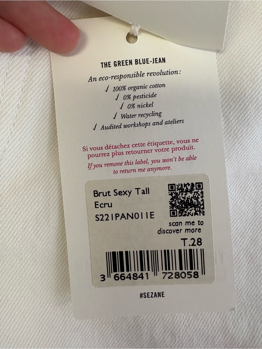 NWT Sezane Brut Sexy White Jeans Tall - Picture 8 of 13